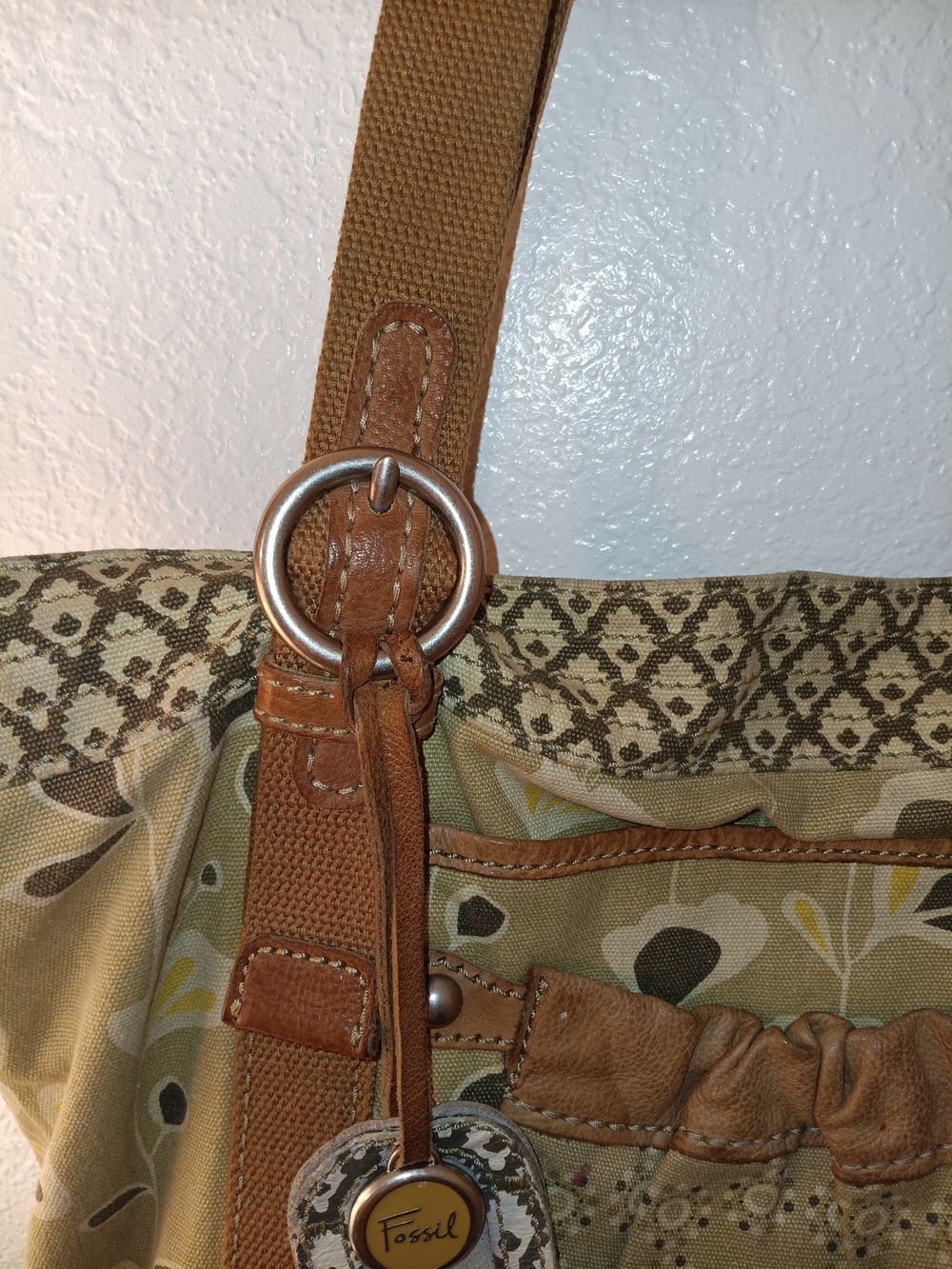 Fossil Beige Brown Tote Bag with Leather Straps - Picture 5 of 13
